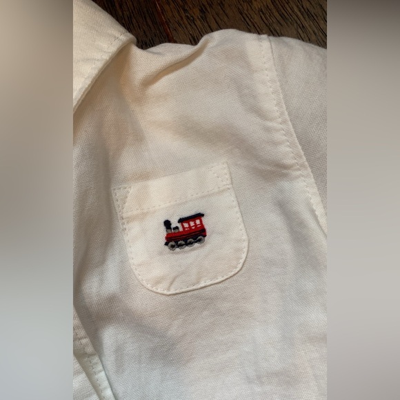 Janie and Jack Baby Train Oxford Bodysuit and train overalls - Picture 5 of 13